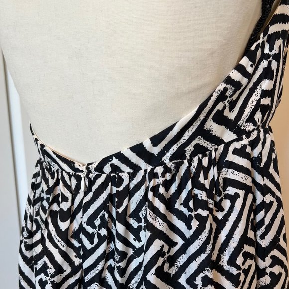 Kay Unger Halter Maxi Sundress 10 Black and White Silk - Picture 10 of 16